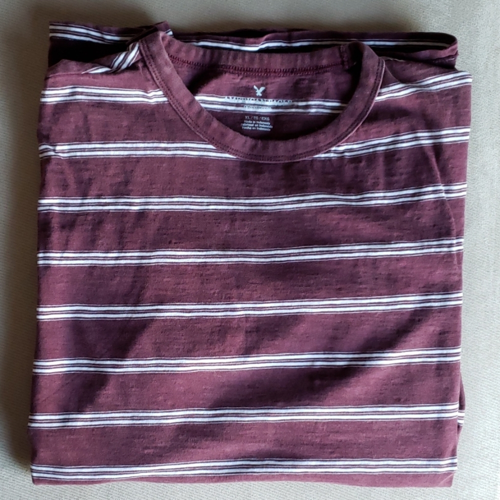 🔥3/$30 or 5/$40🔥  AE Short-Sleeved Crew Neck Striped T-Shirt